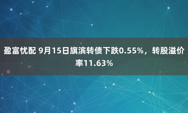 盈富忧配 9月15日旗滨转债下跌0.55%，转股溢价率11.63%