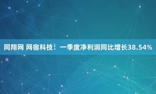 同翔网 网宿科技：一季度净利润同比增长38.54%