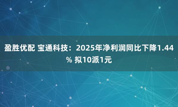 盈胜优配 宝通科技：2025年净利润同比下降1.44% 拟10派1元